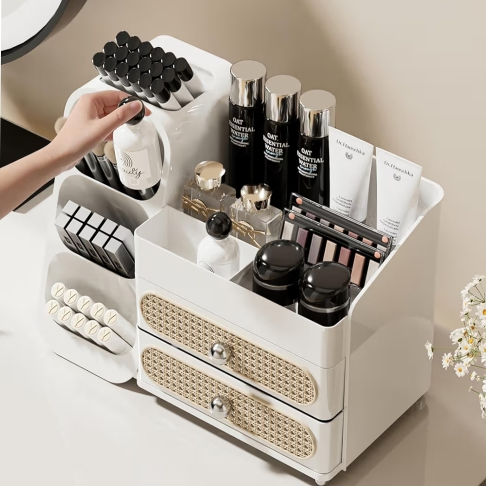 NWT Makeup Organizer With Drawers Cosmetic Display Storage In Off-White - Picture 4 of 9